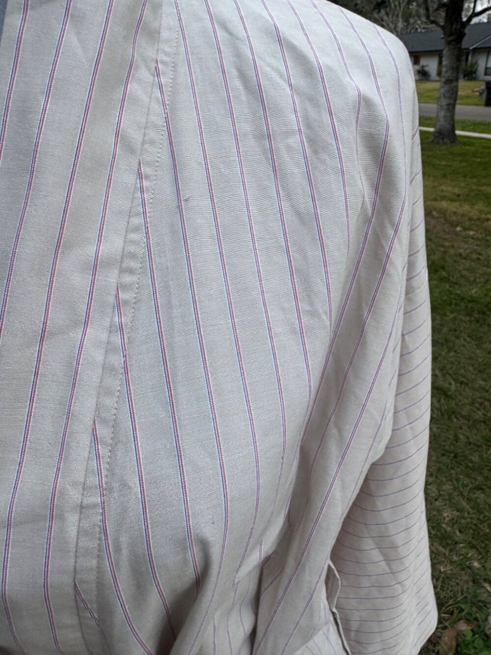 State O Maine Robe Mens One Size Cotton Blend Pinstripe Bathrobe NOS Vintage - Picture 2 of 8